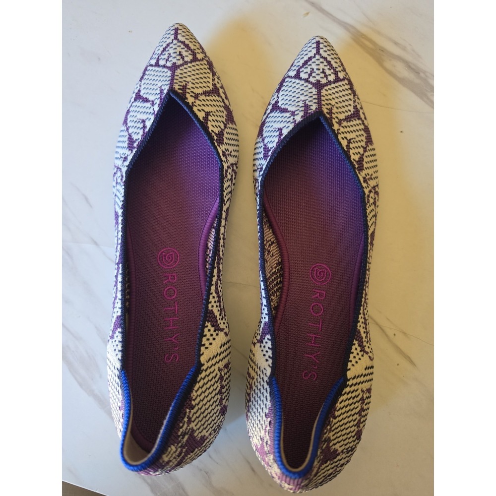 Rothys The Flat Pointed Toe Floral Wisteria Violet Purple Shoes Women's Sz 11 - Picture 2 of 6